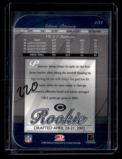 2002 Donruss Elite #125 Adrian Peterson Turn of the Century Autographs #/400