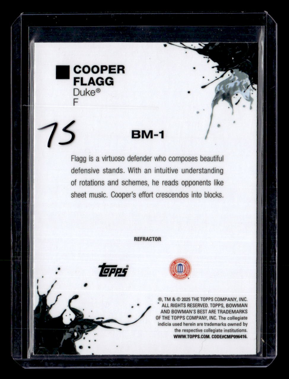 2024-25 Bowman's Best University #BM-1 Cooper Flagg Masterpieces Refractors