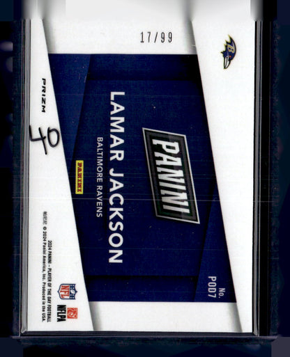 2024 Panini Player of the Day #POD7 Lamar Jackson Marketing Insert #/99