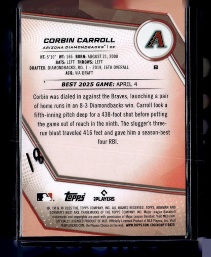 2025 Bowman's Best #8 Corbin Carroll Gold Lava Refractors #/50