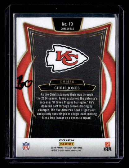 2024 Panini Select #19 Chris Jones White Sparkle Prizm
