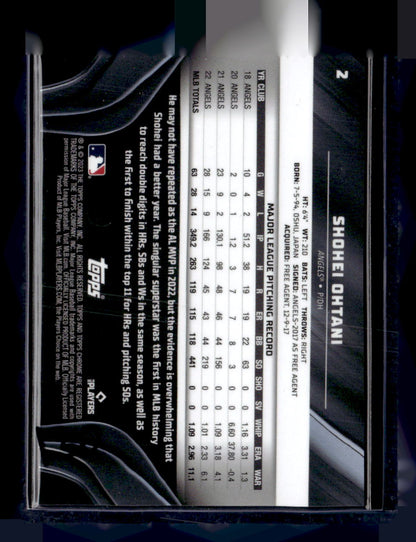 2023 Topps Chrome Black #2 Shohei Ohtani Purple Mini-Diamond Refractor #/150