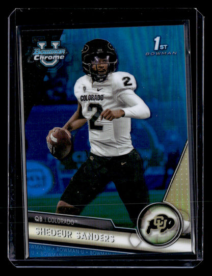 2023 Bowman University Chrome #16 Shedeur Sanders Blue Refractor #/199