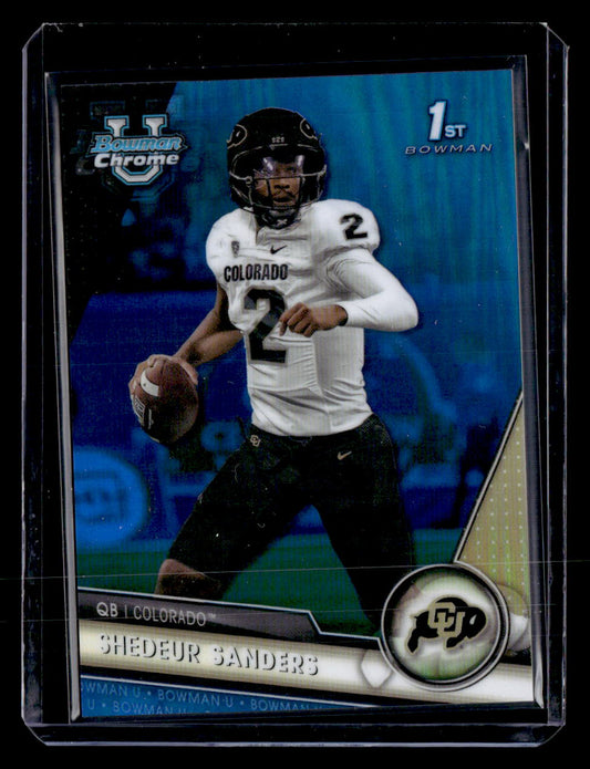 2023 Bowman University Chrome #16 Shedeur Sanders Blue Refractor #/199