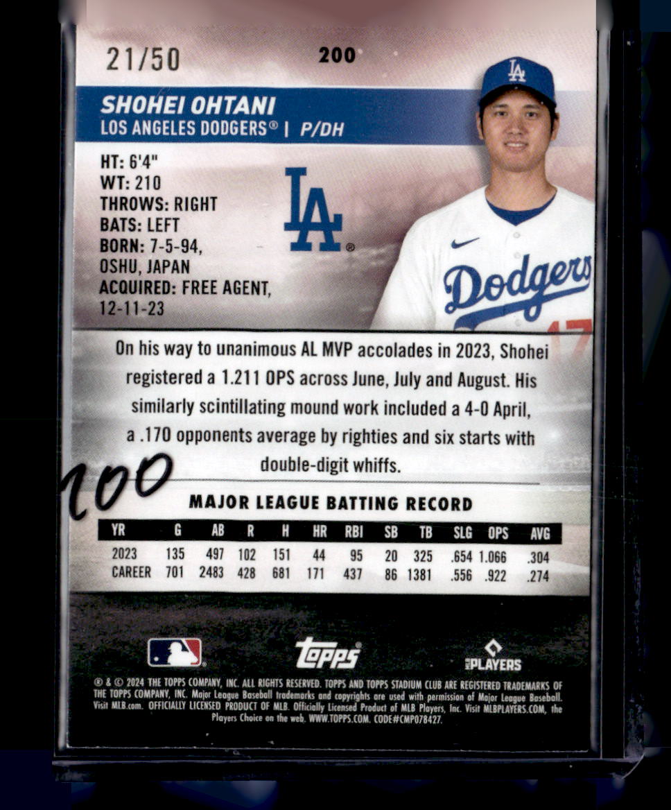 2024 Stadium Club #200 Shohei Ohtani Blue Foil #/50