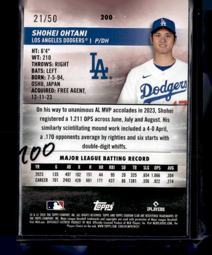 2024 Stadium Club #200 Shohei Ohtani Blue Foil #/50