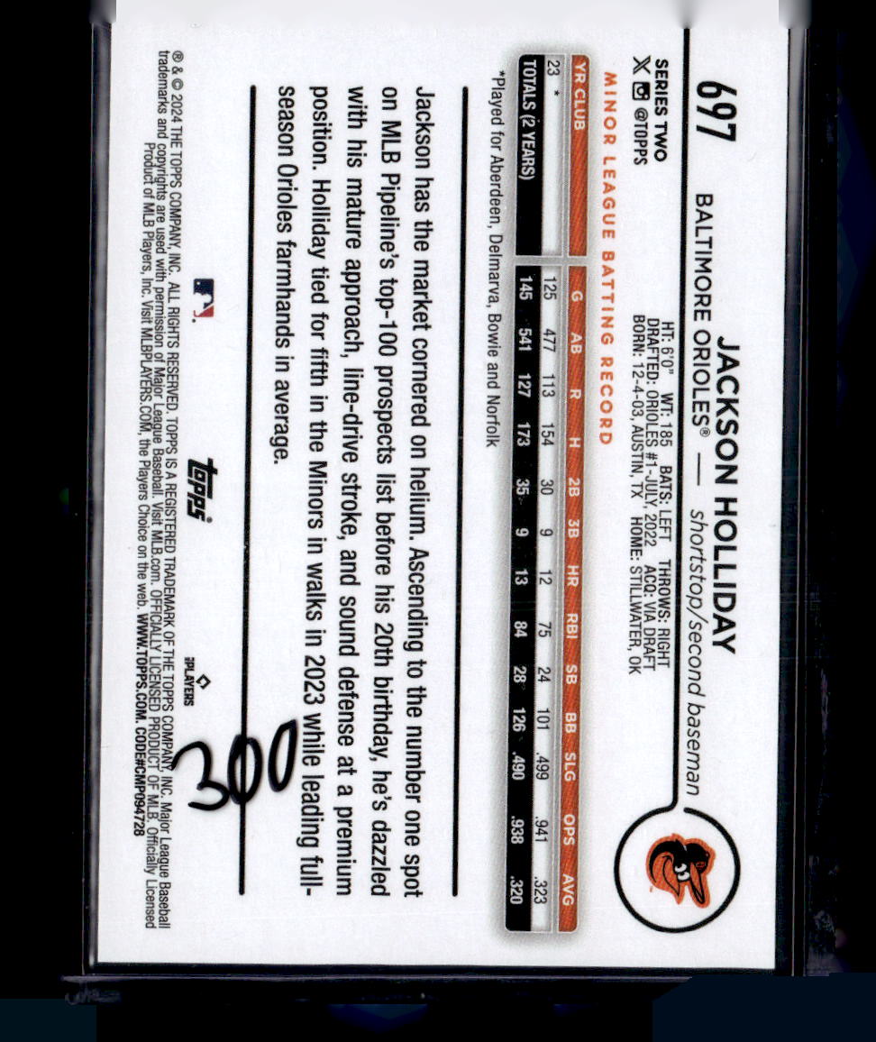2024 Topps #697 Jackson Holliday Fun Face