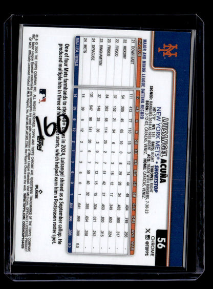 2025 Topps Chrome #56 Luisangel Acuña Red Lava Refractors #/5