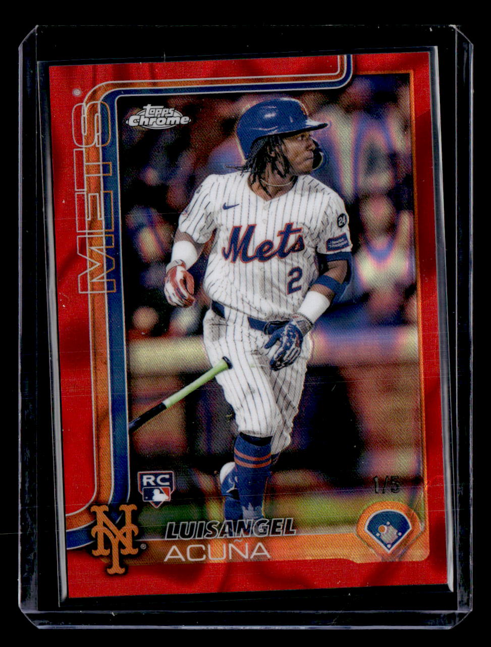 2025 Topps Chrome #56 Luisangel Acuña Red Lava Refractors #/5