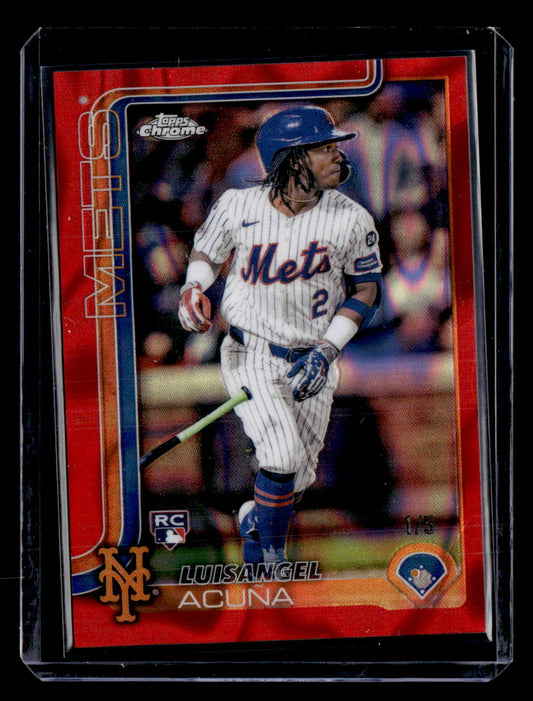 2025 Topps Chrome #56 Luisangel Acuña Red Lava Refractors #/5