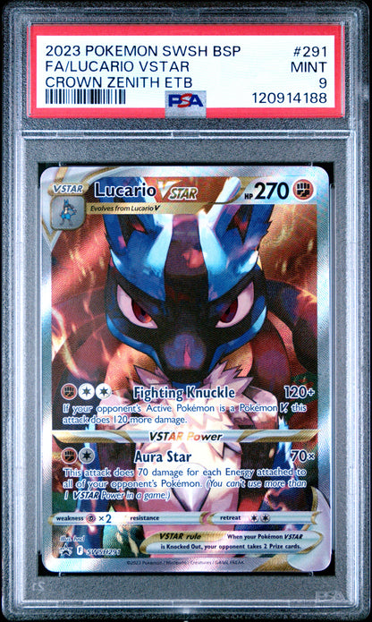 2023 Pokemon Swsh Black Star Promo #291 Fa/Lucario Vstar Crown Zenith Etb PSA 9