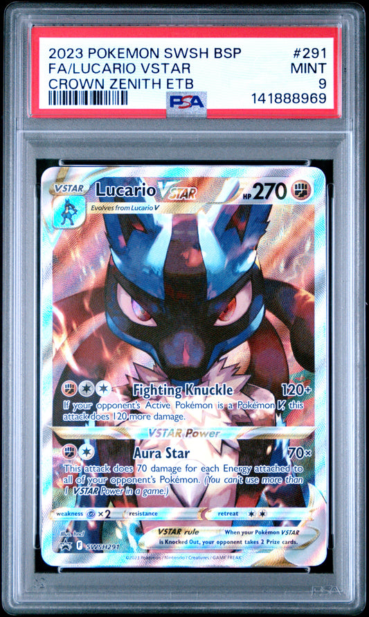 2023 Pokemon Swsh Black Star Promo #291 Fa/Lucario Vstar Crown Zenith Etb PSA 9