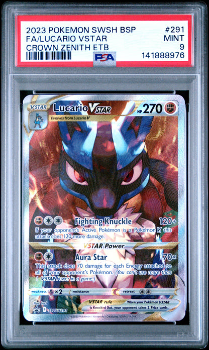 2023 Pokemon Swsh Black Star Promo #291 Fa/Lucario Vstar Crown Zenith Etb PSA 9