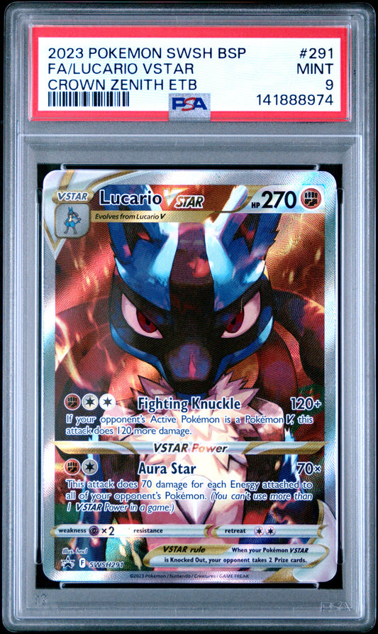 2023 Pokemon Swsh Black Star Promo #291 Fa/Lucario Vstar Crown Zenith Etb PSA 9