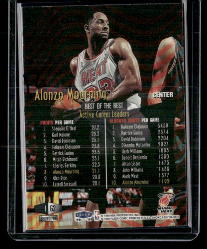 1998-99 Flair Showcase #62 Alonzo Mourning Flair Showcase Row 1 #/6000