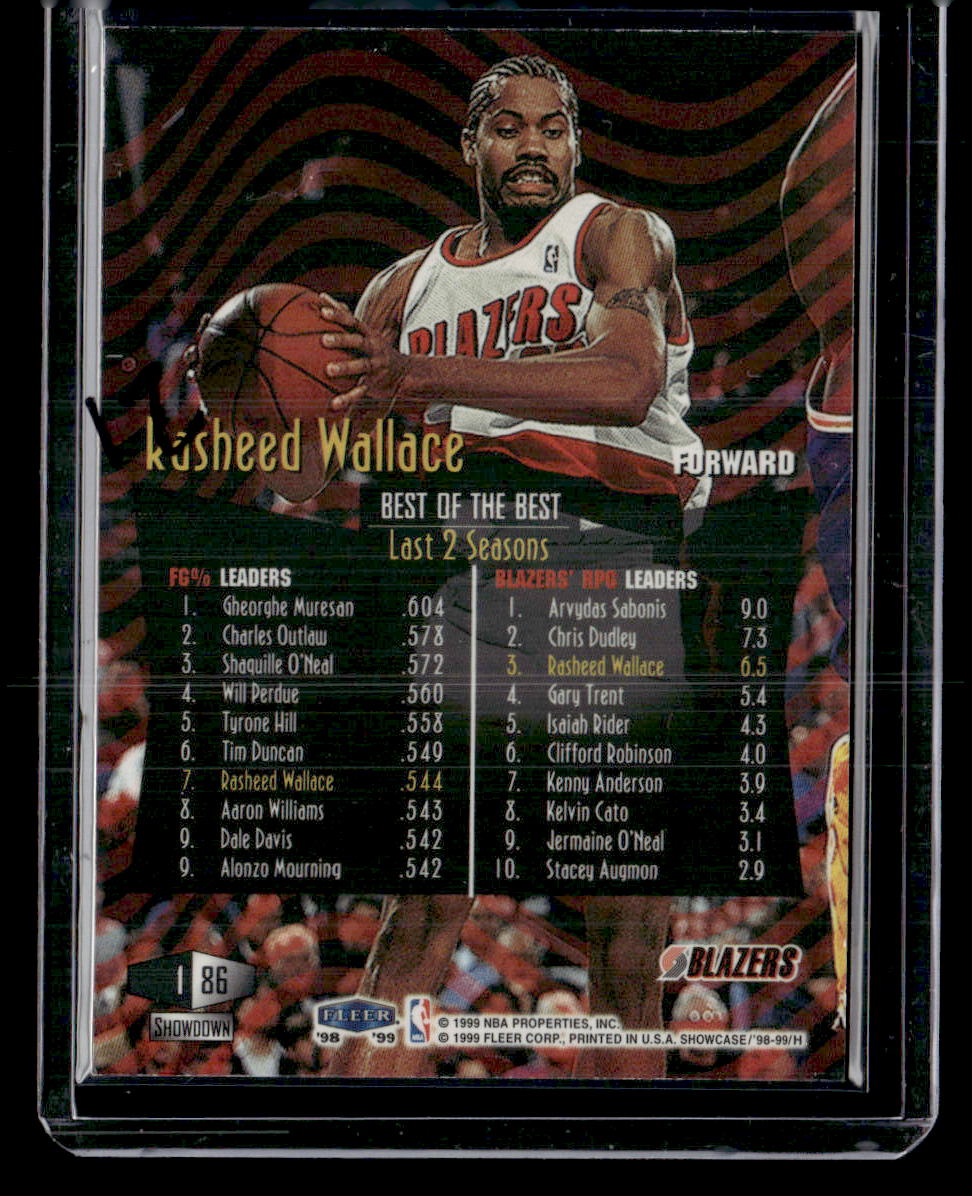 1998-99 Flair Showcase #86 Rasheed Wallace Flair Showcase Row 1 #/6000