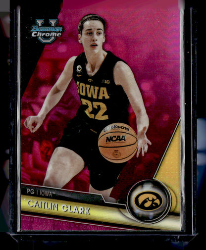 2023-24 Bowman University Chrome #34 Caitlin Clark Pink Refractor