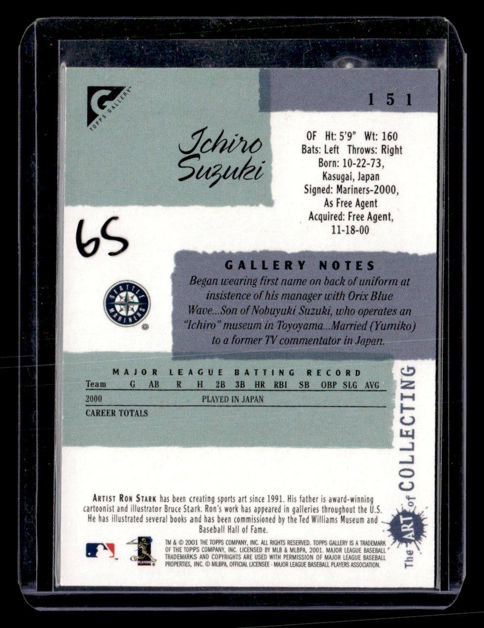2001 Topps Gallery #151a Ichiro Suzuki : English