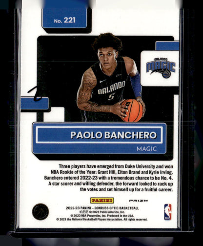 2022-23 Donruss Optic #221 Paolo Banchero Fast Break Holo