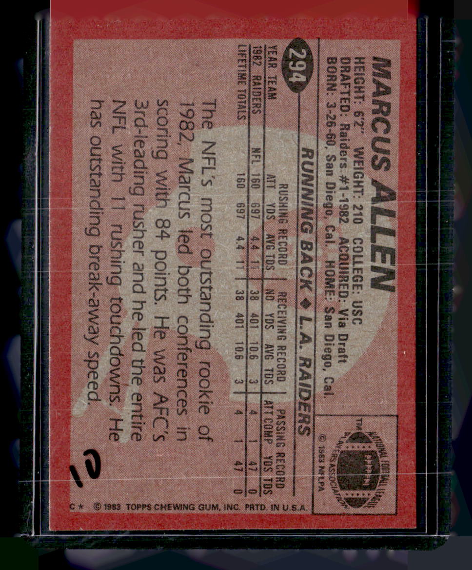 1983 Topps #294 Marcus Allen