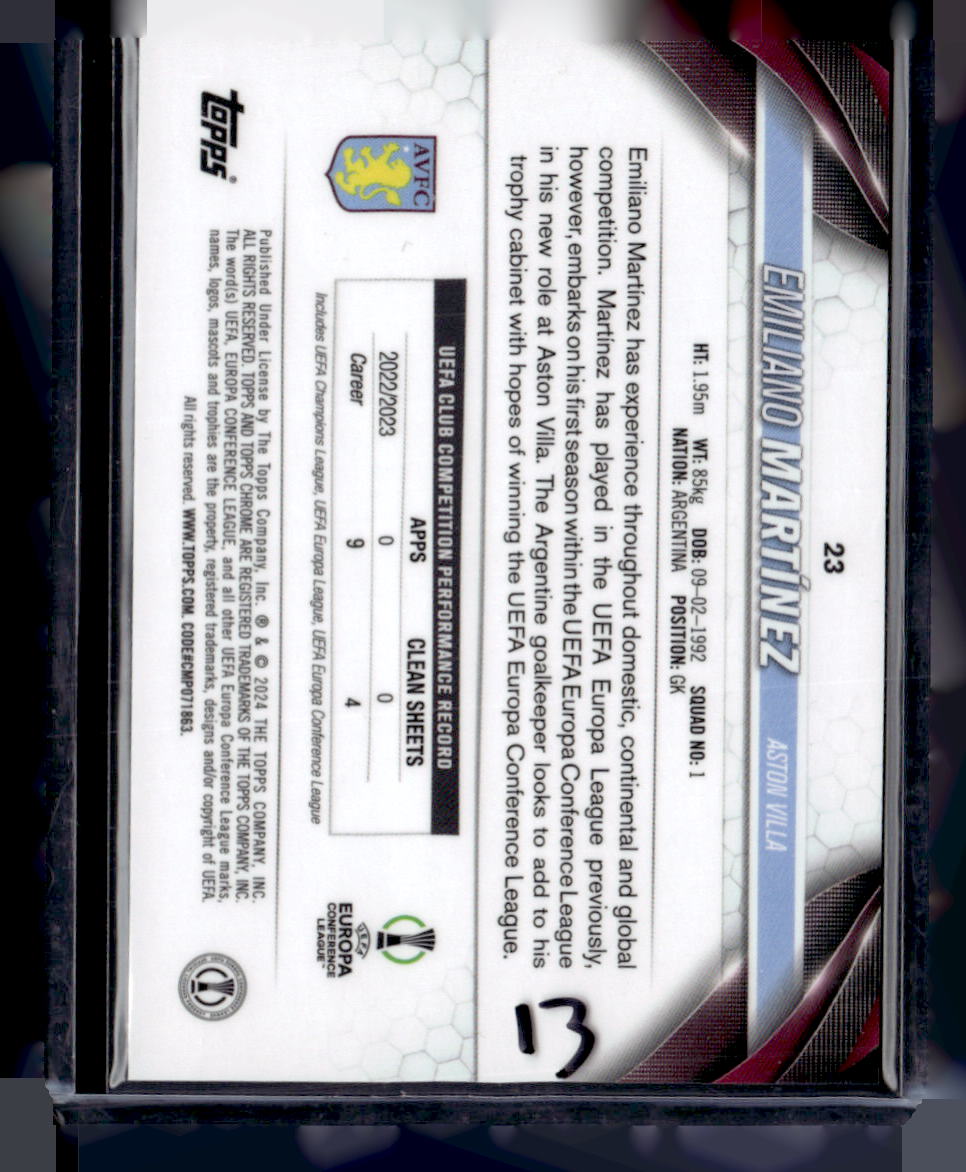 2023-24 Topps Chrome UEFA Club Competitions #23b Emiliano Martínez