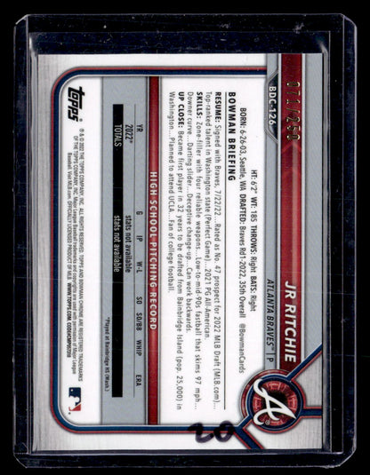 2022 Bowman Draft #BD-126 JR Ritchie Purple #/250