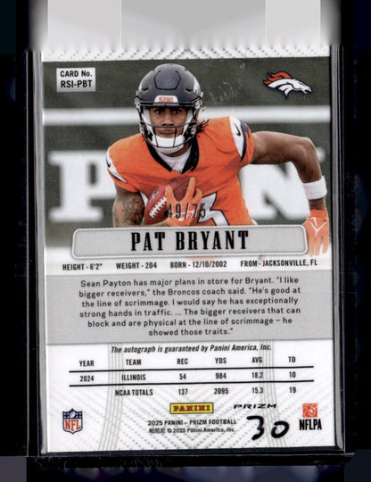 2025 Panini Prizm #366 Pat Bryant Prizm Rookie Autographs Green Scope #/75