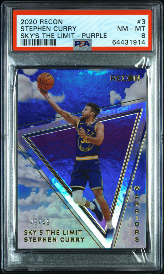 2020 Panini Recon #3 Stephen Curry Sky'S The Limit-Purple PSA 8 64431914