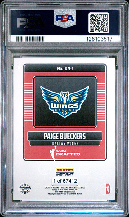 2025 Panini Instant Wnba Draft Night #DN1 Paige Bueckers PSA 10 126103517