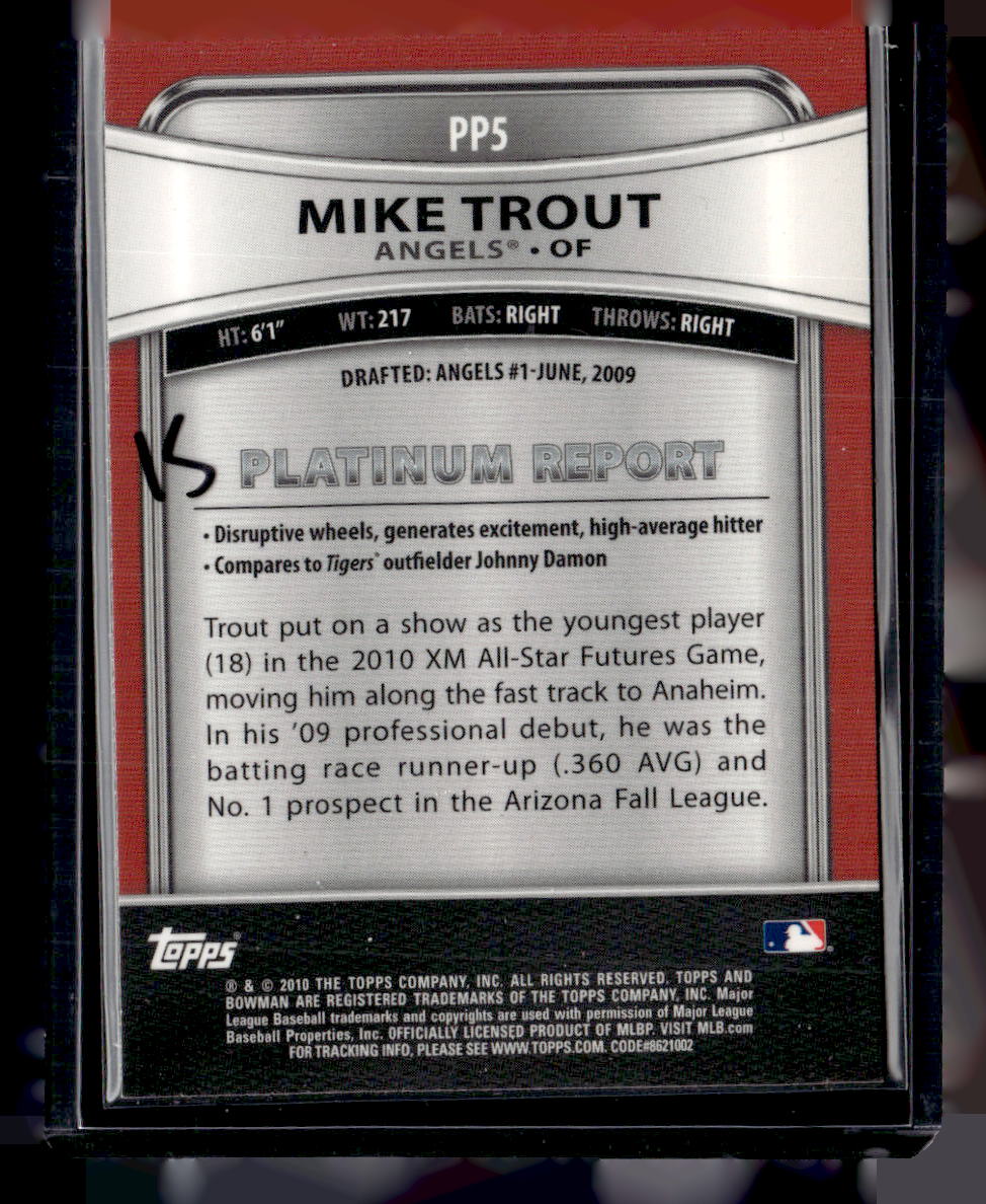 2010 Bowman Platinum #PP5 Mike Trout Prospects