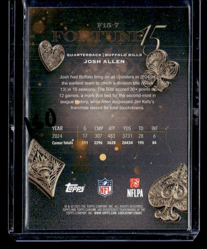 2025 Topps Chrome #F15-7 Josh Allen Fortune 15 /275
