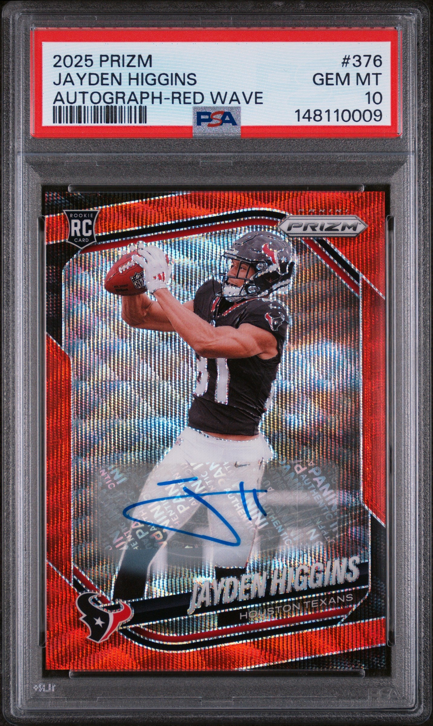 2025 Panini Prizm #376 Jayden Higgins Autograph-Red Wave PSA 10 148110009