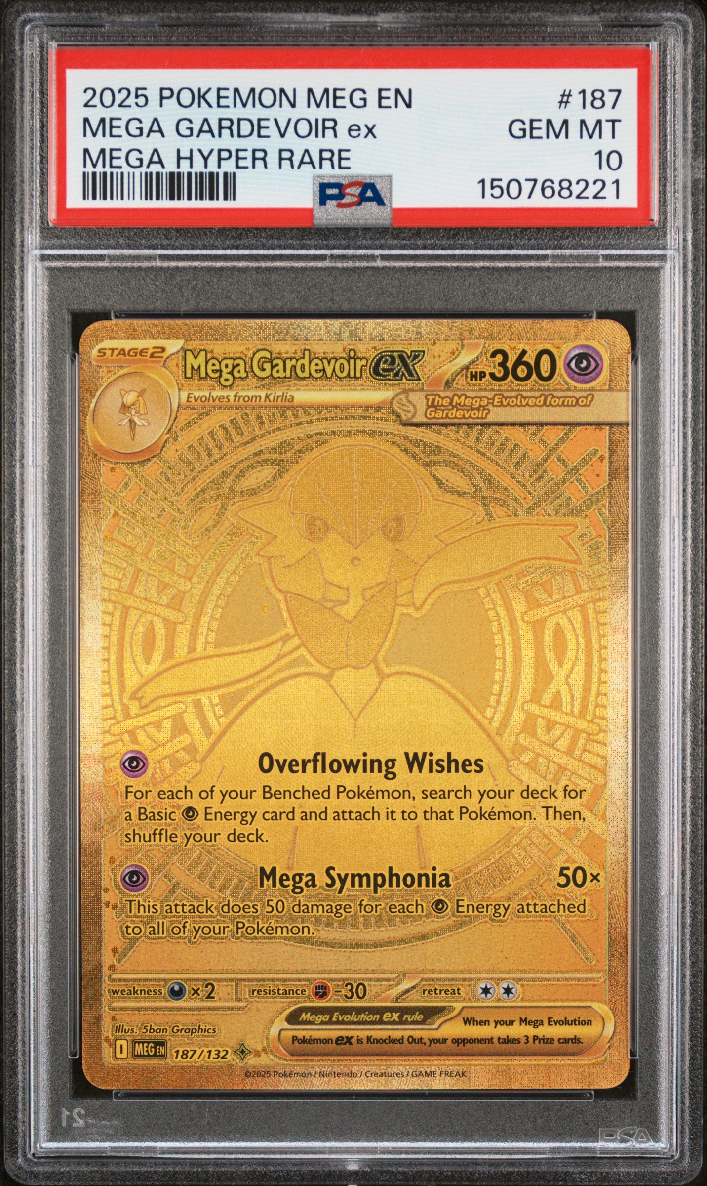 2025 Pokemon Meg En-Mega Evolution #187 Mega Gardevoir Ex PSA 10