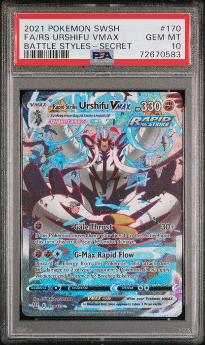 2021 Pokemon Sword & Shield Battle Styles #170 Fa/Rs Urshifu Vmax PSA 10