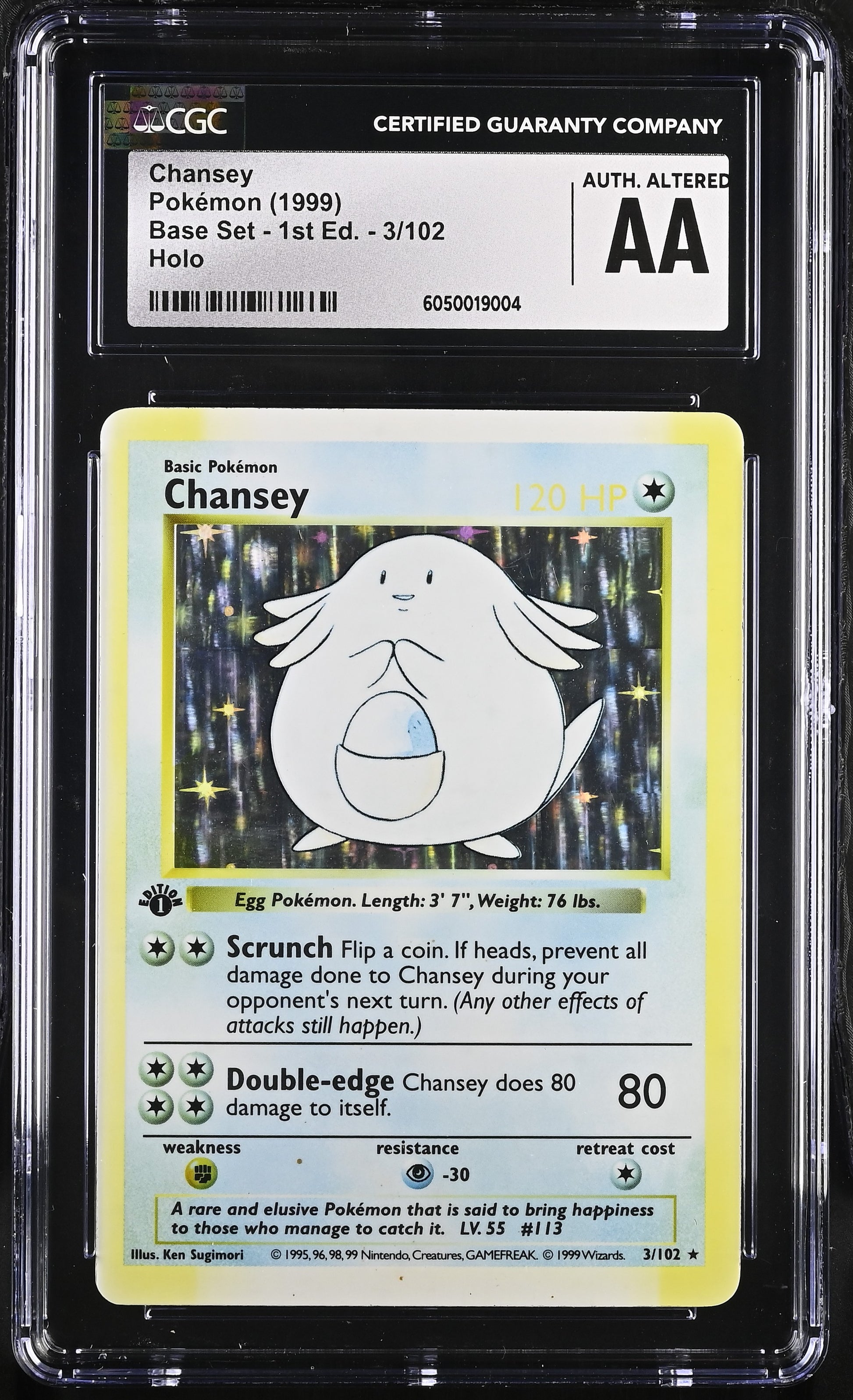 1999 Base Set - 1st Ed. #3/102 Chansey CGC