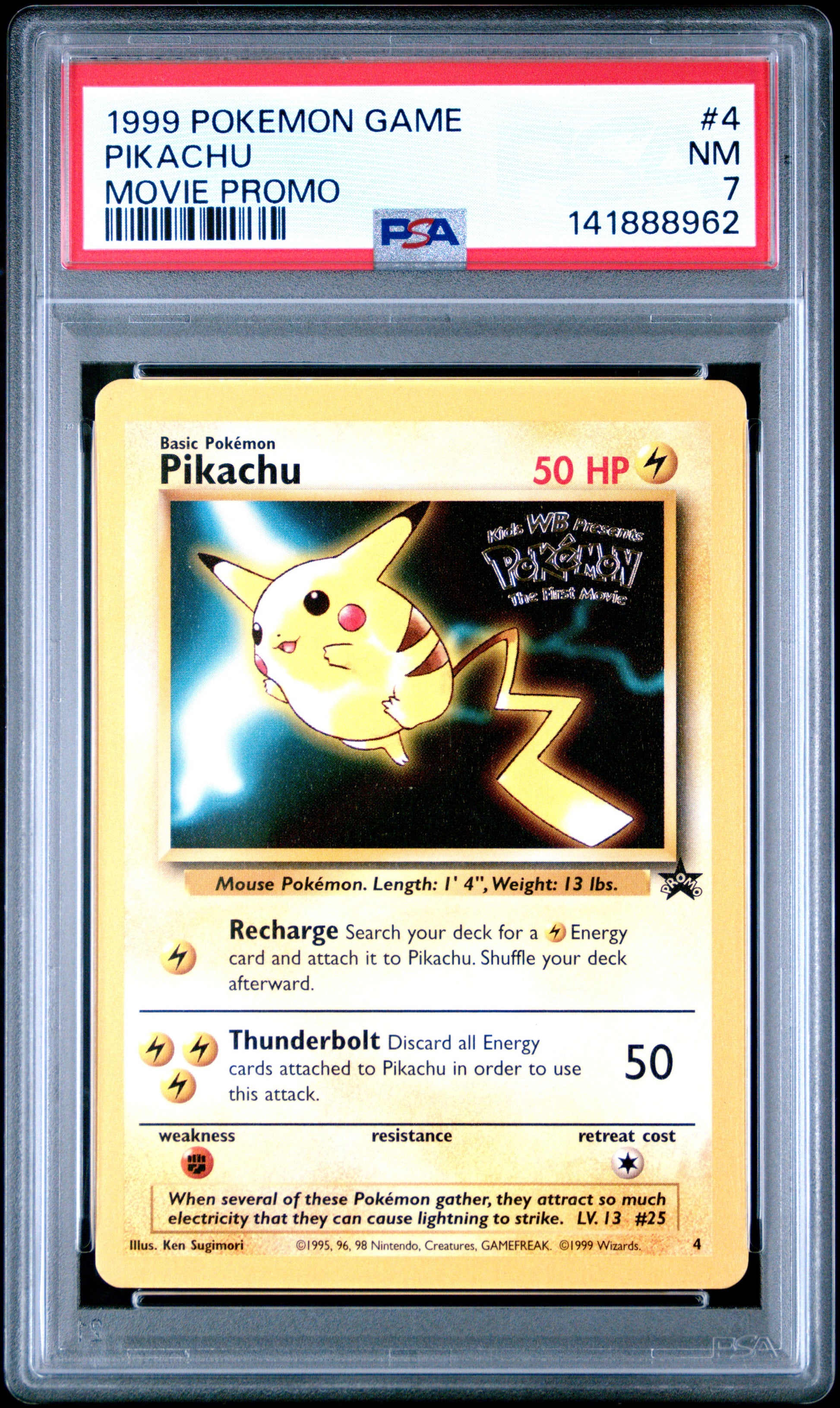1999 Pokemon Game Movie #4 Pikachu Movie Promo PSA 7