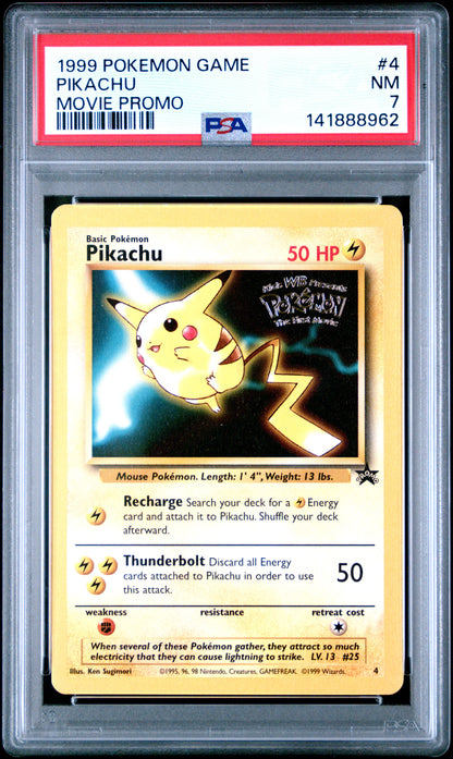 1999 Pokemon Game Movie #4 Pikachu Movie Promo PSA 7