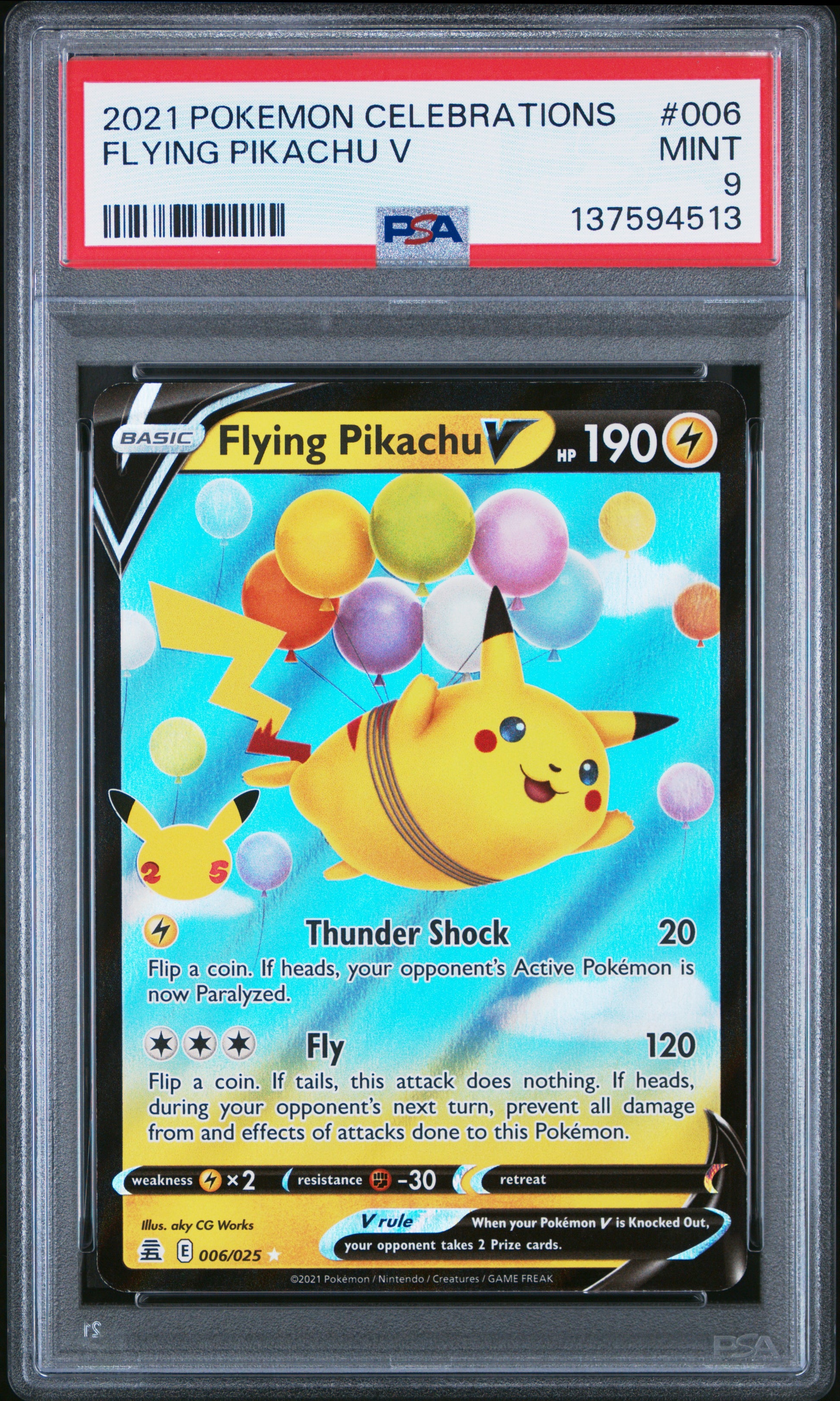 2021 Pokemon Celebrations #006 Flying Pikachu V PSA 9