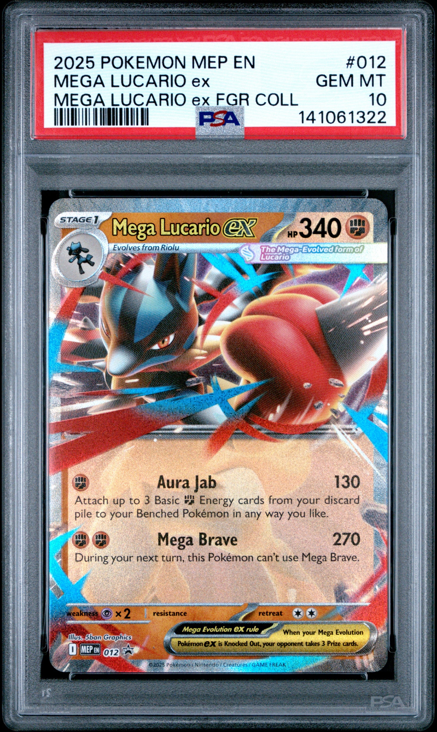 2025 Pokemon Mep En-Me Black Star Promo #012 Mega Lucario Ex PSA 10