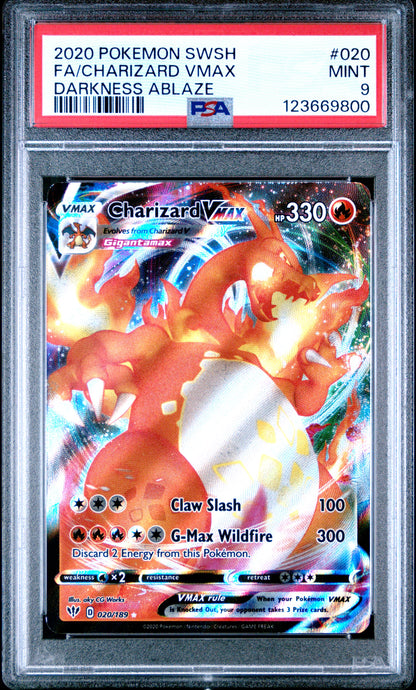 2020 Pokemon Sword & Shield Darkness Ablaze #020 Fa/Charizard Vmax PSA 9