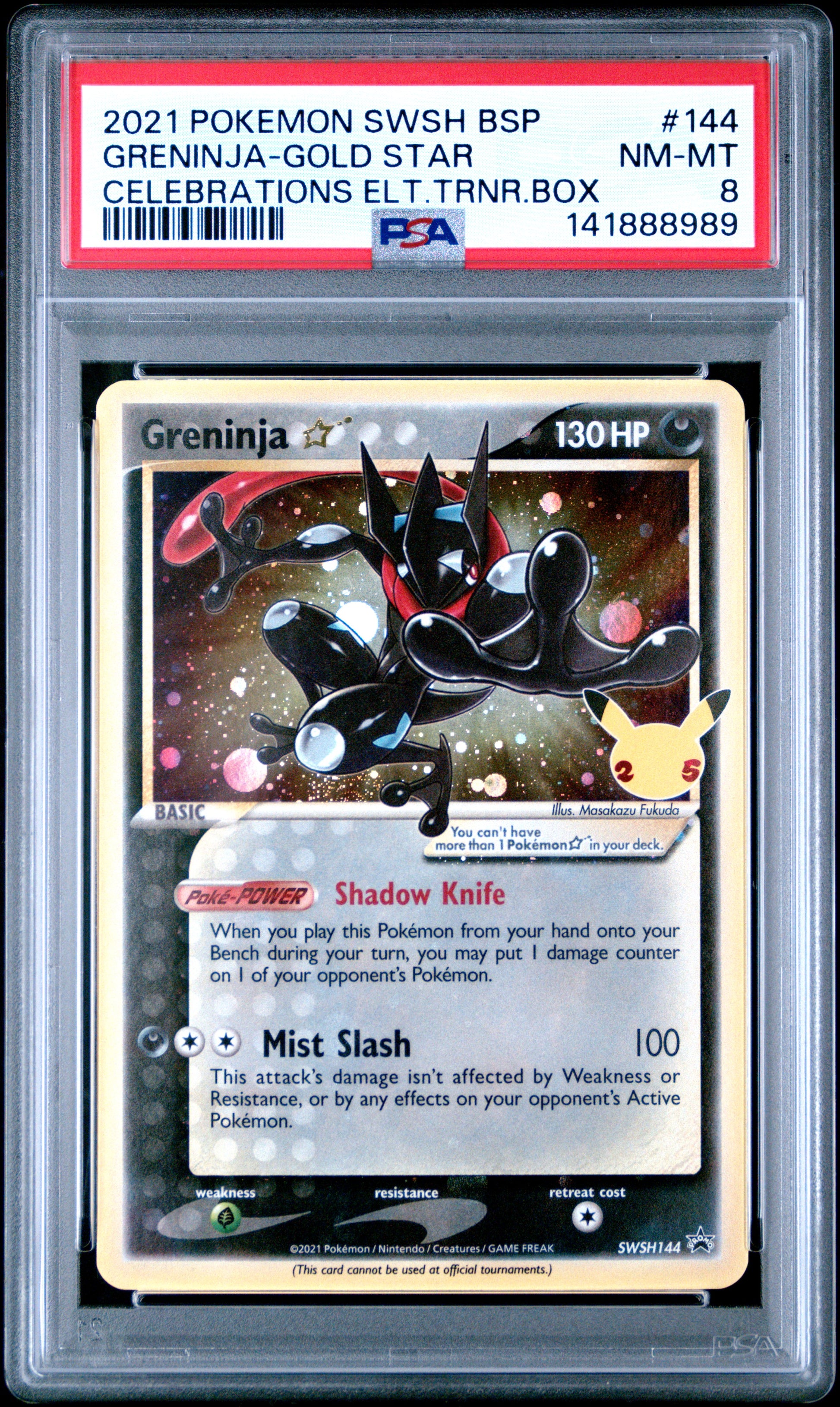2021 Pokemon Swsh Black Star Promo #144 Greninja-Gold Star PSA 8