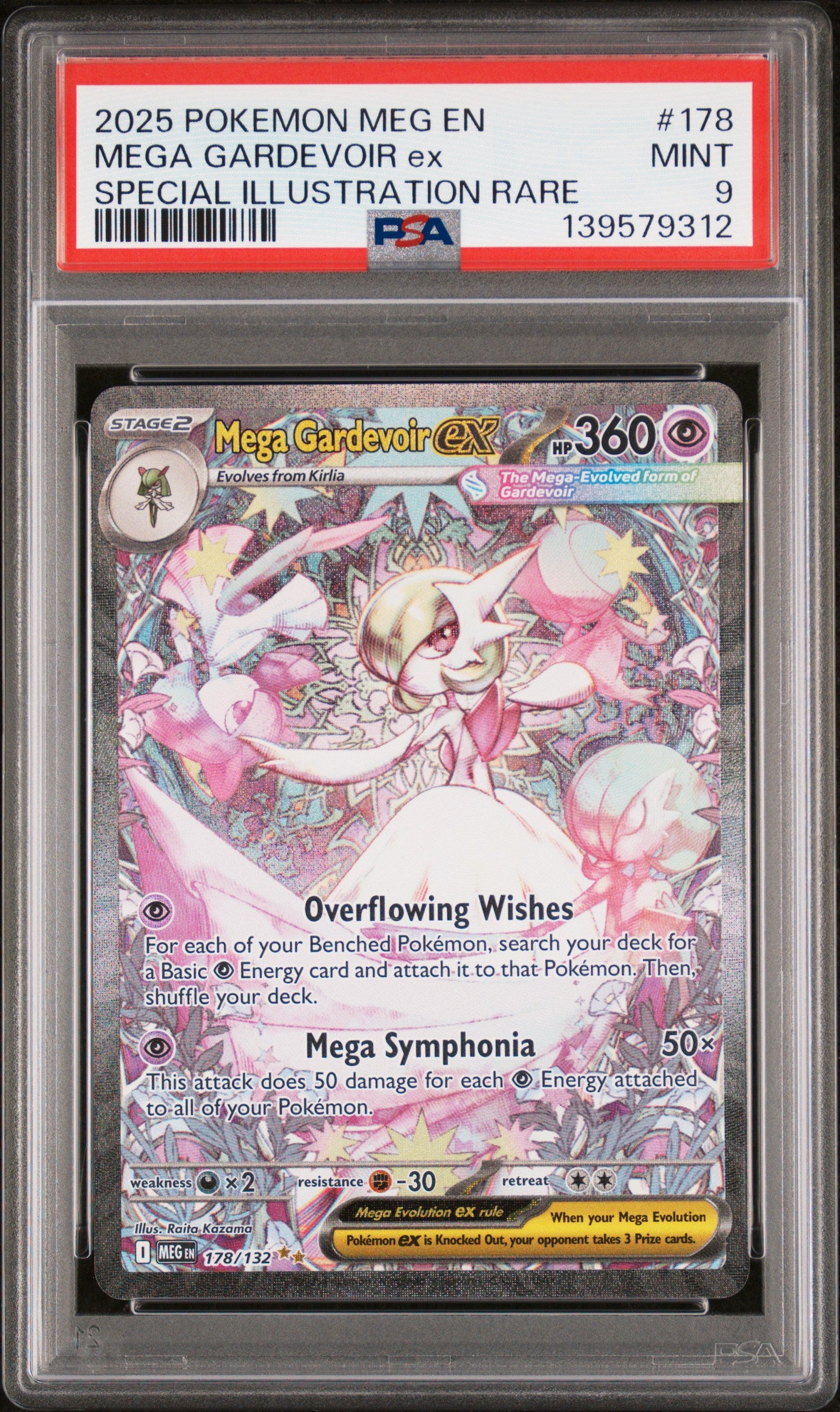 2025 Pokemon Meg En-Mega Evolution #178 Mega Gardevoir Ex PSA 9