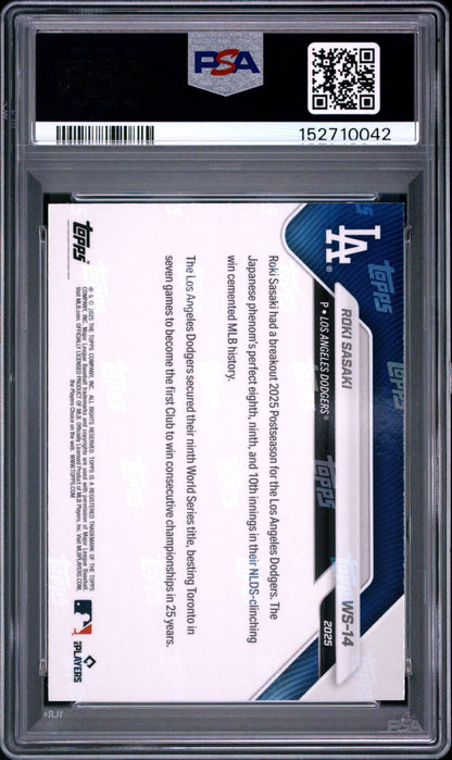 2025 Topps Now World Series Champions #14 Roki Sasaki PSA 10 152710042