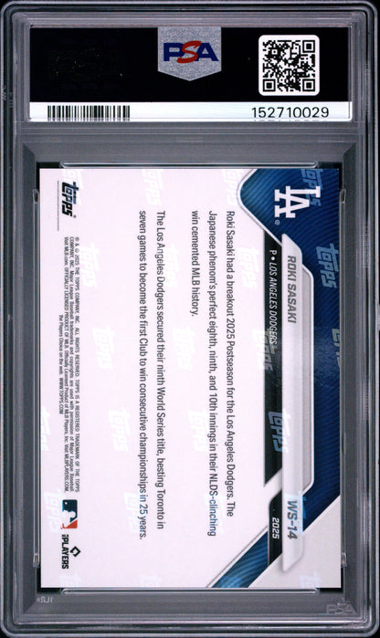 2025 Topps Now World Series Champions #14 Roki Sasaki PSA 10 152710029