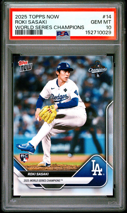2025 Topps Now World Series Champions #14 Roki Sasaki PSA 10 152710029