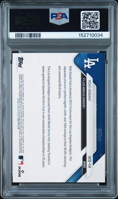 2025 Topps Now World Series Champions #14 Roki Sasaki PSA 10 152710034