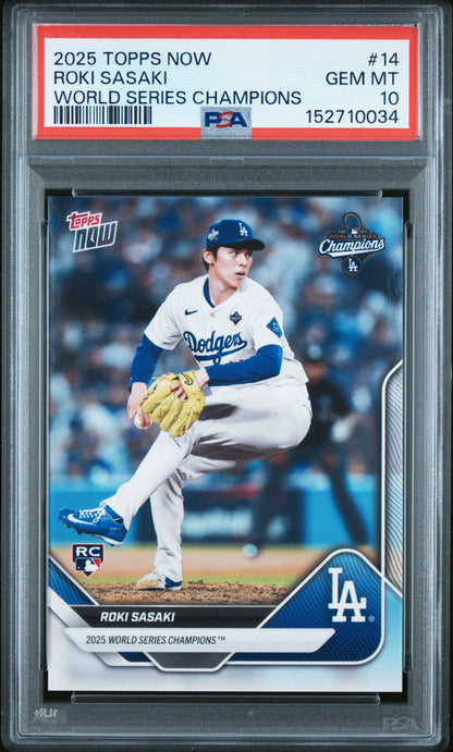 2025 Topps Now World Series Champions #14 Roki Sasaki PSA 10 152710034