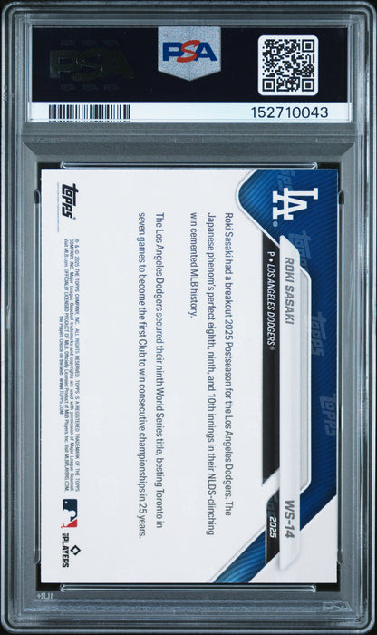 2025 Topps Now World Series Champions #14 Roki Sasaki PSA 10 152710043