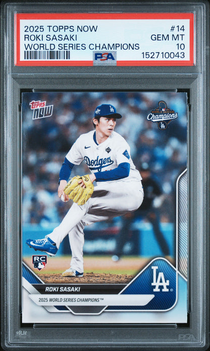 2025 Topps Now World Series Champions #14 Roki Sasaki PSA 10 152710043
