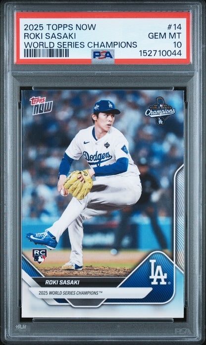 2025 Topps Now World Series Champions #14 Roki Sasaki PSA 10 152710044
